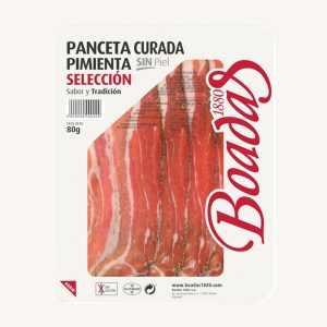 Boadas 1880 Panceta curada con pimienta (Cured pork belly with pepper), pre-sliced 80 gr