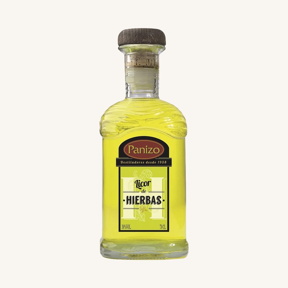 Panizo Herbal liqueur (licor de hierbas), Orujo-based, from Zamora, bottle of 70 cl